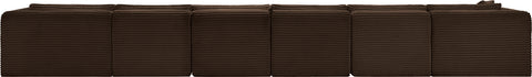 Faye 207" Brown Corduroy Performance Fabric Upholstered Sectional, 6-Piece