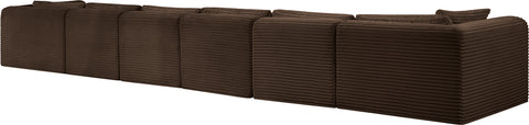 Faye 207" Brown Corduroy Performance Fabric Upholstered Sectional, 6-Piece