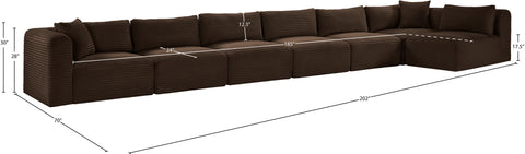 Faye 202" Brown Corduroy Performance Fabric Upholstered Sectional, 7-Piece