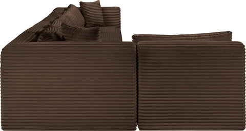 Faye 202" Brown Corduroy Performance Fabric Upholstered Sectional, 7-Piece