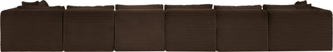 Faye 202" Brown Corduroy Performance Fabric Upholstered Sectional, 7-Piece