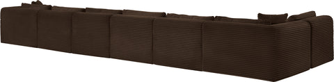 Faye 202" Brown Corduroy Performance Fabric Upholstered Sectional, 7-Piece