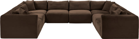 Faye 140" Brown Corduroy Performance Fabric Upholstered Sectional, 8-Piece