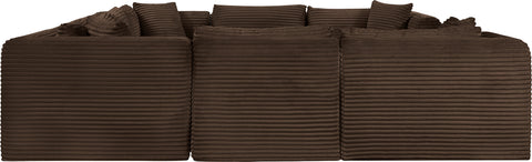 Faye 140" Brown Corduroy Performance Fabric Upholstered Sectional, 8-Piece