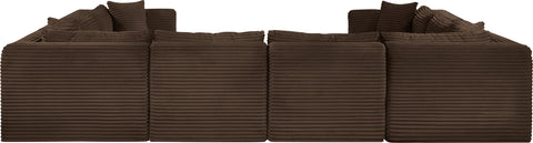 Faye 140" Brown Corduroy Performance Fabric Upholstered Sectional, 8-Piece