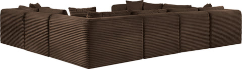 Faye 140" Brown Corduroy Performance Fabric Upholstered Sectional, 8-Piece