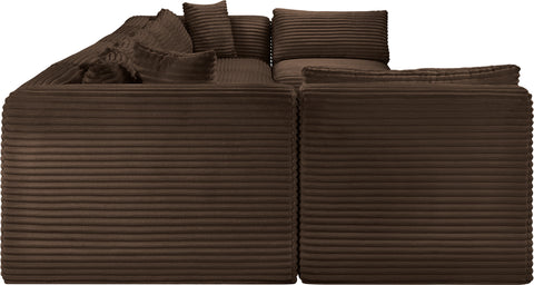 Faye 202" Brown Corduroy Performance Fabric Upholstered Sectional, 8-Piece
