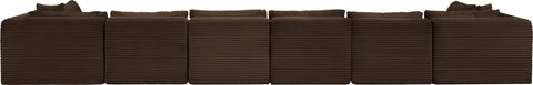 Faye 202" Brown Corduroy Performance Fabric Upholstered Sectional, 8-Piece