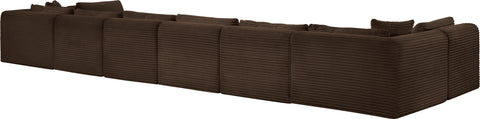 Faye 202" Brown Corduroy Performance Fabric Upholstered Sectional, 8-Piece