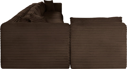 Faye 233" Brown Corduroy Performance Fabric Upholstered Sectional, 8-Piece