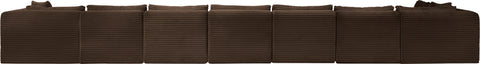 Faye 233" Brown Corduroy Performance Fabric Upholstered Sectional, 8-Piece
