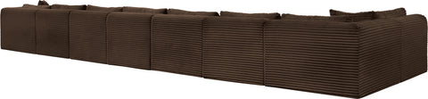 Faye 233" Brown Corduroy Performance Fabric Upholstered Sectional, 8-Piece