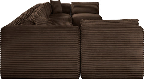 Faye 233" Brown Corduroy Performance Fabric Upholstered Sectional, 9-Piece