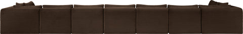 Faye 233" Brown Corduroy Performance Fabric Upholstered Sectional, 9-Piece