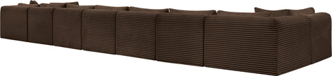 Faye 233" Brown Corduroy Performance Fabric Upholstered Sectional, 9-Piece