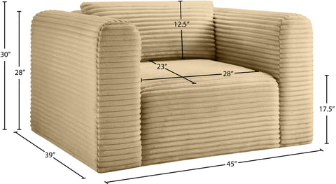 Faye Camel Corduroy Performance Fabric Upholstered Accent Chair, 1 Piece