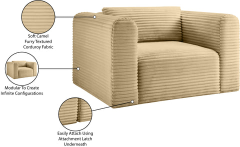 Faye Camel Corduroy Performance Fabric Upholstered Accent Chair, 1 Piece