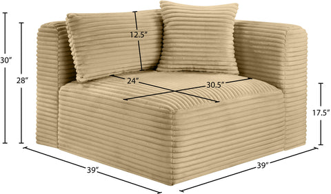 Faye Camel Corduroy Performance Fabric Upholstered Corner Chair, 1 Piece