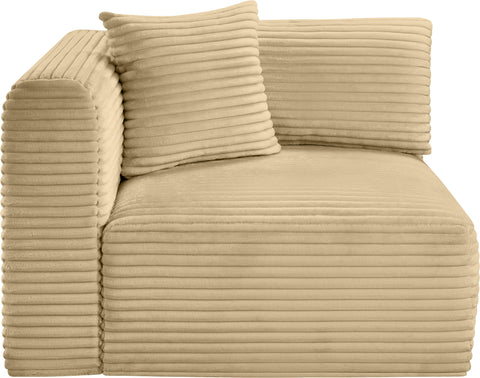 Faye Camel Corduroy Performance Fabric Upholstered Corner Chair, 1 Piece
