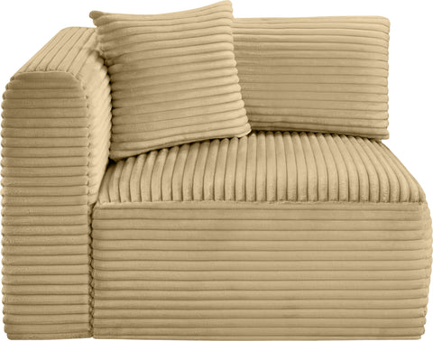 Faye Camel Corduroy Performance Fabric Upholstered Corner Chair, 1 Piece