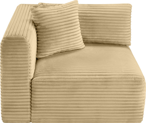 Faye Camel Corduroy Performance Fabric Upholstered Corner Chair, 1 Piece