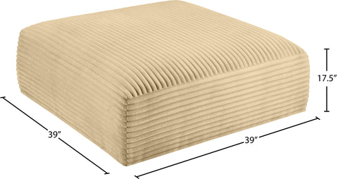 Faye Camel Corduroy Performance Fabric Upholstered Ottoman, 1 Piece