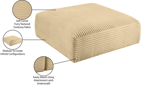Faye Camel Corduroy Performance Fabric Upholstered Ottoman, 1 Piece