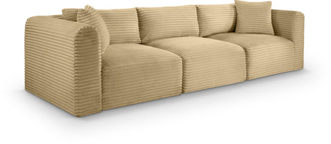 Faye 109" Camel Corduroy Performance Fabric Upholstered Sofa, 3-Piece