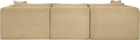 Faye 109" Camel Corduroy Performance Fabric Upholstered Sofa, 3-Piece