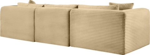 Faye 109" Camel Corduroy Performance Fabric Upholstered Sofa, 3-Piece