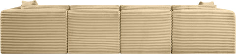 Faye 140" Camel Corduroy Performance Fabric Upholstered Sofa, 4-Piece