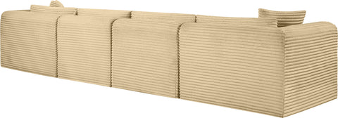 Faye 140" Camel Corduroy Performance Fabric Upholstered Sofa, 4-Piece