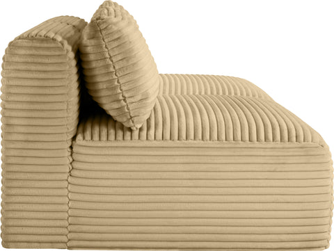 Faye 62" Camel Corduroy Performance Fabric Upholstered Armless Loveseat, 2-Piece