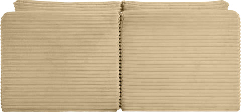 Faye 62" Camel Corduroy Performance Fabric Upholstered Armless Loveseat, 2-Piece