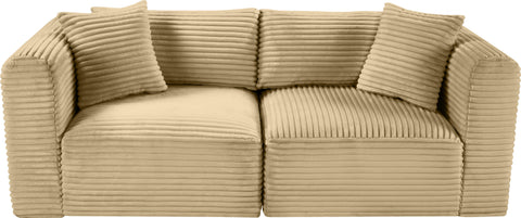 Faye 78" Camel Corduroy Performance Fabric Upholstered Sofa, 2-Piece