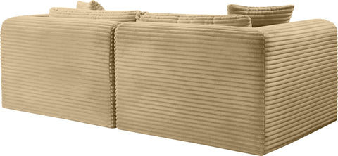 Faye 78" Camel Corduroy Performance Fabric Upholstered Sofa, 2-Piece