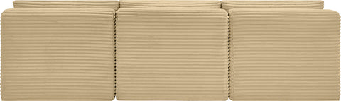 Faye 93" Camel Corduroy Performance Fabric Upholstered Armless Sofa, 3-Piece