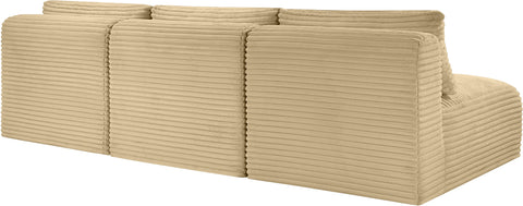 Faye 93" Camel Corduroy Performance Fabric Upholstered Armless Sofa, 3-Piece