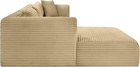 Faye 114" Camel Corduroy Performance Fabric Upholstered Sectional, 3-Piece
