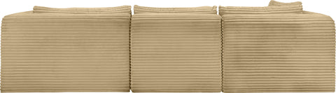 Faye 114" Camel Corduroy Performance Fabric Upholstered Sectional, 3-Piece