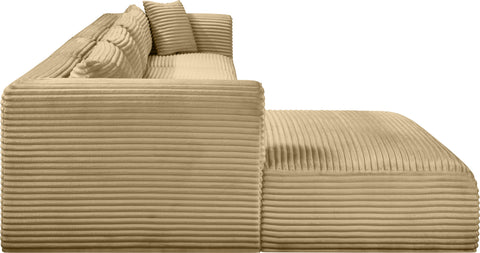 Faye 145" Camel Corduroy Performance Fabric Upholstered Sectional, 4-Piece