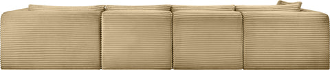 Faye 145" Camel Corduroy Performance Fabric Upholstered Sectional, 4-Piece