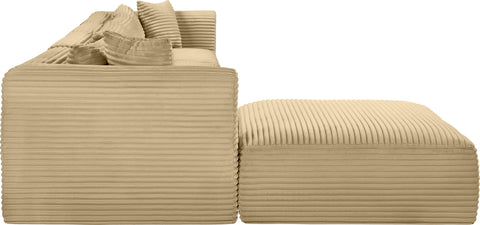 Faye 140" Camel Corduroy Performance Fabric Upholstered Sectional, 5-Piece