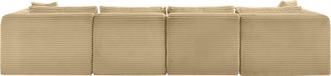 Faye 140" Camel Corduroy Performance Fabric Upholstered Sectional, 5-Piece
