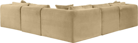 Faye 109" Camel Corduroy Performance Fabric Upholstered Sectional, 5-Piece