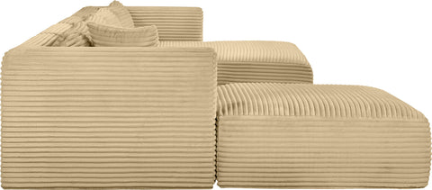 Faye 145" Camel Corduroy Performance Fabric Upholstered Sectional, 5-Piece
