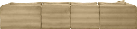 Faye 145" Camel Corduroy Performance Fabric Upholstered Sectional, 5-Piece