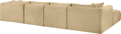 Faye 145" Camel Corduroy Performance Fabric Upholstered Sectional, 5-Piece
