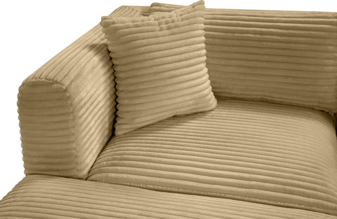 Faye 145" Camel Corduroy Performance Fabric Upholstered Sectional, 5-Piece