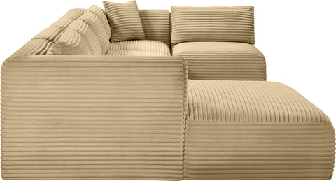 Faye 145" Camel Corduroy Performance Fabric Upholstered Sectional, 5-Piece (Style 2)